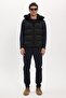 Men's Standard Fit Regular Cut Zero Sleeve Hooded Black Padded Puffer Vest - 2