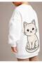 3 Yarn Combed Cotton Cat Printed Unisex Children's Crewneck Sweat Qs3