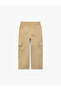 Elastic Waist Pocket Detailed Cotton Gabardine Oversize Cargo Pants - 6