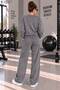 Women's Plain Cotton Crew Neck Wide Leg Women's Two-Piece Tracksuit Set Regular Fit - 2