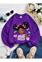 3 Yarn Combed Cotton Girls Printed Unisex Children's Crewneck Sweat Qa6