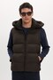 Men's Standard Fit Regular Cut Zero Sleeve Hooded Brown Padded Puffer Vest - 2