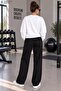 Women's Plain Cotton Crew Neck Wide Leg Women's Two-Piece Tracksuit Set Regular Fit - 2
