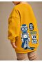 3 Yarn Combed Cotton Robot Printed Unisex Children's Crewneck Sweatshirt Qs7