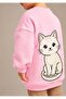 3 Yarn Combed Cotton Cat Printed Unisex Children's Crewneck Sweat Qs3