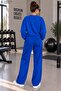 Women's Plain Cotton Crew Neck Wide Leg Women's Two-Piece Tracksuit Set Regular Fit - 2