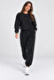 Women's Black Basic Crew Neck Sweatshirt Jogger Tracksuit Set – Casual Comfortable 2-Piece Set