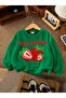 3 Yarn Combed Cotton Strawberry Printed Unisex Children's Crewneck Sweat Qa4