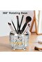 360 °   منظم فرش المكياج الدوار مع غطاء، أدوات تجميل مقاومة للغبار والماء - 4
