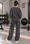 Women's Plain Cotton Crew Neck Wide Leg Women's Two-Piece Tracksuit Set Regular Fit - 2