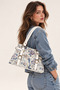 Women's White Floral Patterned Buckle Belt Detailed Gold Vintage Accessory Hand Shoulder Bag Primood - 2