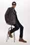 Men's Relax Fit Comfortable Cut Wide Double-Breasted Collar Double Row Buttoned Lined Pocketed Gray Cashmere Coat - 7