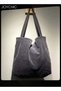 Korean Style Women Versatile Large Capacity Shopping Bag Casual Literary Washed Corduroy Simple Retro Ladies Shoulder Bag Grey - 2