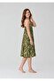 Forest Green Snake Pattern Women's Strappy Relaxed Fit Viscose Dress - 2