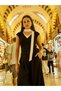 Women's Black Scarf Collar Layered Look V-Neck Sleeveless Knitwear Blouse