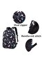 3-Piece Unicorn Printed Backpack Set Black/White/Blue - 3