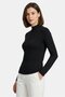 2-Black Women's Half Turtleneck Long Sleeve Body/Blouse - Pack of 2 - 4