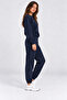Women's Navy Blue Basic Crew Neck Sweatshirt Jogger Tracksuit Set – Casual Comfortable 2-Piece Set - 5