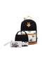 Polyester Printed Zipper Kids Backpack Set Black/White/Purple