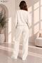 Women's Plain Crew Neck Wide Leg Two-Piece Tracksuit Set Regular Fit - 2