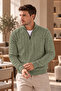 Men's Standard Fit Hair Knit Half Zipper Knitwear Sweater - 2