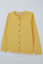 Girl's Cardigan with Buttons, Thin Stripes, 8-12 Years, Yellow - 6