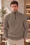 Men's Standard Fit Hair Knit Half Zipper Knitwear Sweater - 3