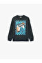 Long Sleeve Crew Neck Printed Raised Cotton Sweatshirt - 4