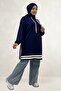 68098 Plus Size Modal Tunic with Stripe Detail - Navy Blue