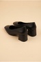 Arianna Women's Black Genuine Leather Lined Thick Heeled Shoes - 8