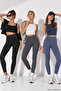 Women's Black Anthracite Petrol High Waist Soft Textured Gathering Premium Long Leggings - 4