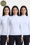 3-White Women's Half Turtleneck Long Sleeve Body/Blouse - Pack of 3