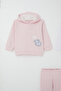 Baby Girl Bodysuit 3-Piece Set with Bow Embroidery, 4 Months - 1 Year, Pink - 3