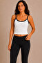 Women's Thin Straps Contrast Ribbed U-Neck Ribbed Crop Tank Top - 2