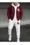 Two-Tone Hooded New York Print Full Winter Oversize Cardigan Tracksuit Set with Full Fleece Lining