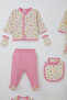 Baby Girl Hospital Release Set with 9 Blankets and Colorful Floral Pattern 0-3 Months, Ecru - 3