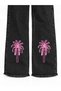 28609-26 Girl's Palm Tree Embroidered Casual Jeans with Tassels and Wide Legs, Ages 6-12 - 8