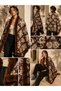Women's Brown Vintage Floral Patterned Woven Poncho Pnc14