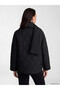 Vizyon New Season Black Scarf Detailed Quilted Women's Puffer Coat - 4