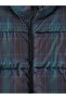 High Collar Plaid Women's Puffer Coat - 7