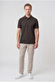 Ds Damat Regular Fit Brown Pique Textured T-Shirt - 4