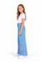 28609-26 Girl's Palm Tree Embroidered Casual Jeans with Tassels and Wide Legs, Ages 6-12 - 4