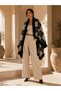 Women's Black Square Block Patterned Woven Poncho Pnc15 - 3