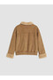 Vizyon New Season Beige Fur Collar Women's Suede Look Coat - 7