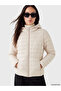 Vizyon New Season Beige Hooded Women's Puffer Coat