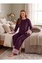 New Season Women's Winter Plush Detailed Design Long Sleeve Velvet Pajama Set - 5
