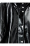 Ozmarka New Season Black Stand Collar Women's Leather Look Coat - 8
