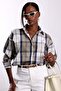 Beige Plaid Patterned Shirt 19047 - 4