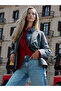 Ozmarka New Season Gray Double-Breasted Collar Women's Blazer Jacket