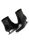 Women's Black Crocodile Look Short Thin Heeled Pointed Toe Zippered Boots - 3